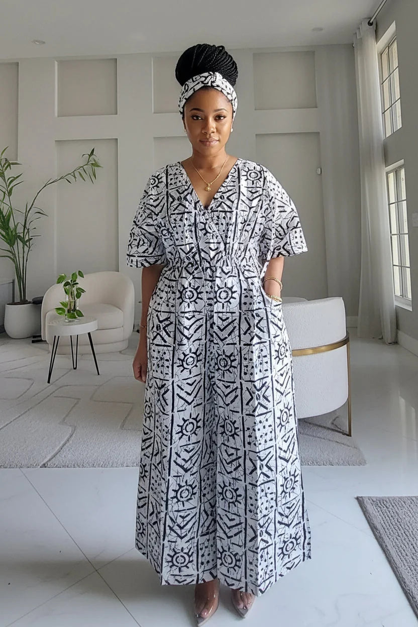 Ankara Wide-Leg Jumpsuit KVZ40 F $40.00 USD