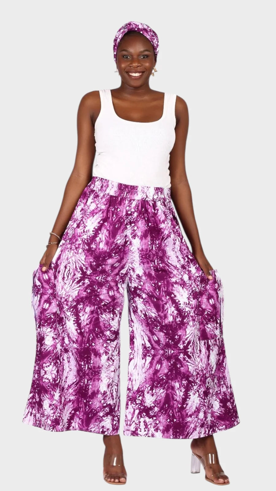 Big Pocket Palazzo Pant Print KVZ809