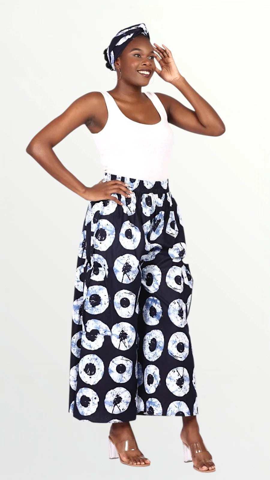 Big Pocket Palazzo Pant Print KVZ809 B