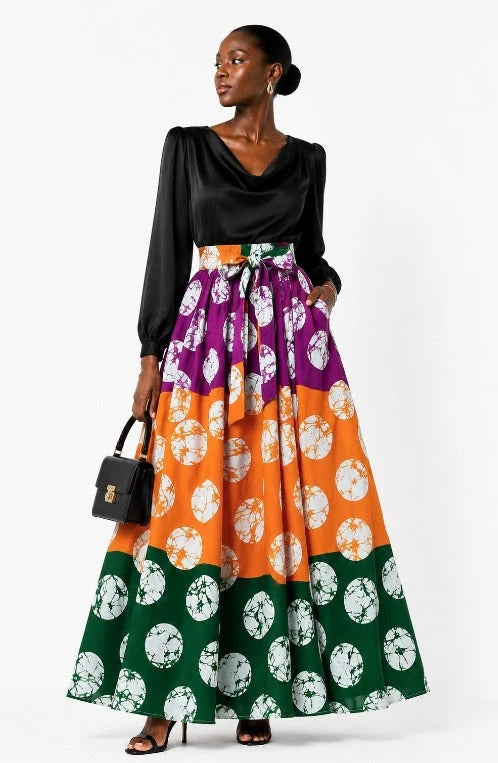 Woman Long Printed Maxi Skirt-1350