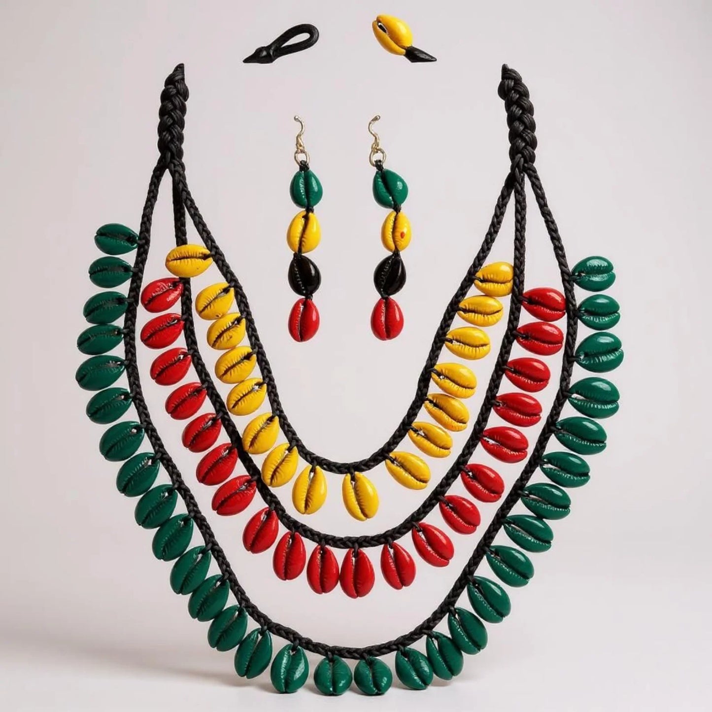 Cowrie Shell Necklace/ Earring Set- Rasta4