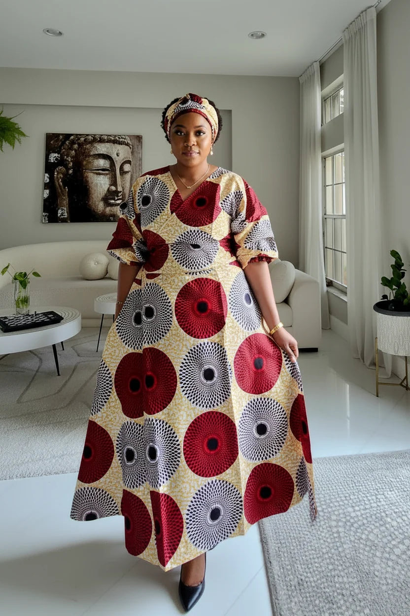 Wrap Dress With Puffed Sleeves