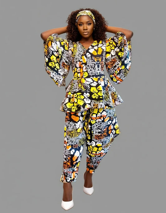 1203-29 Harem Pant & Wrap Blouse