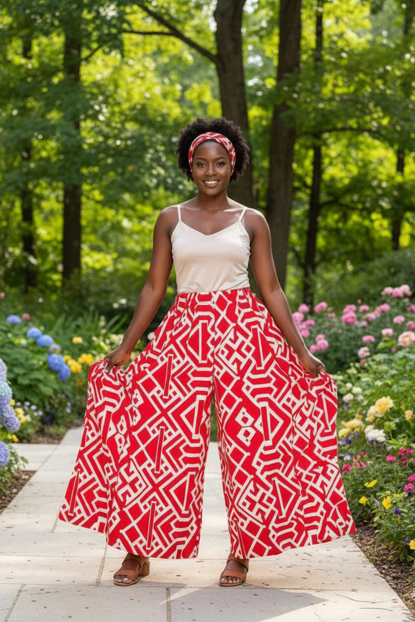 240 Big Pocket Palazzo Pant Print 689C
