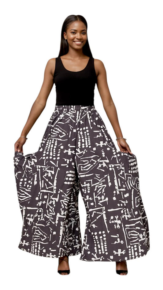240 Big Pocket Palazzo Pant Grey/White