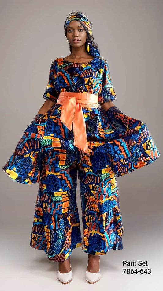 7684 Woman Pant & Blouse Set Print 643