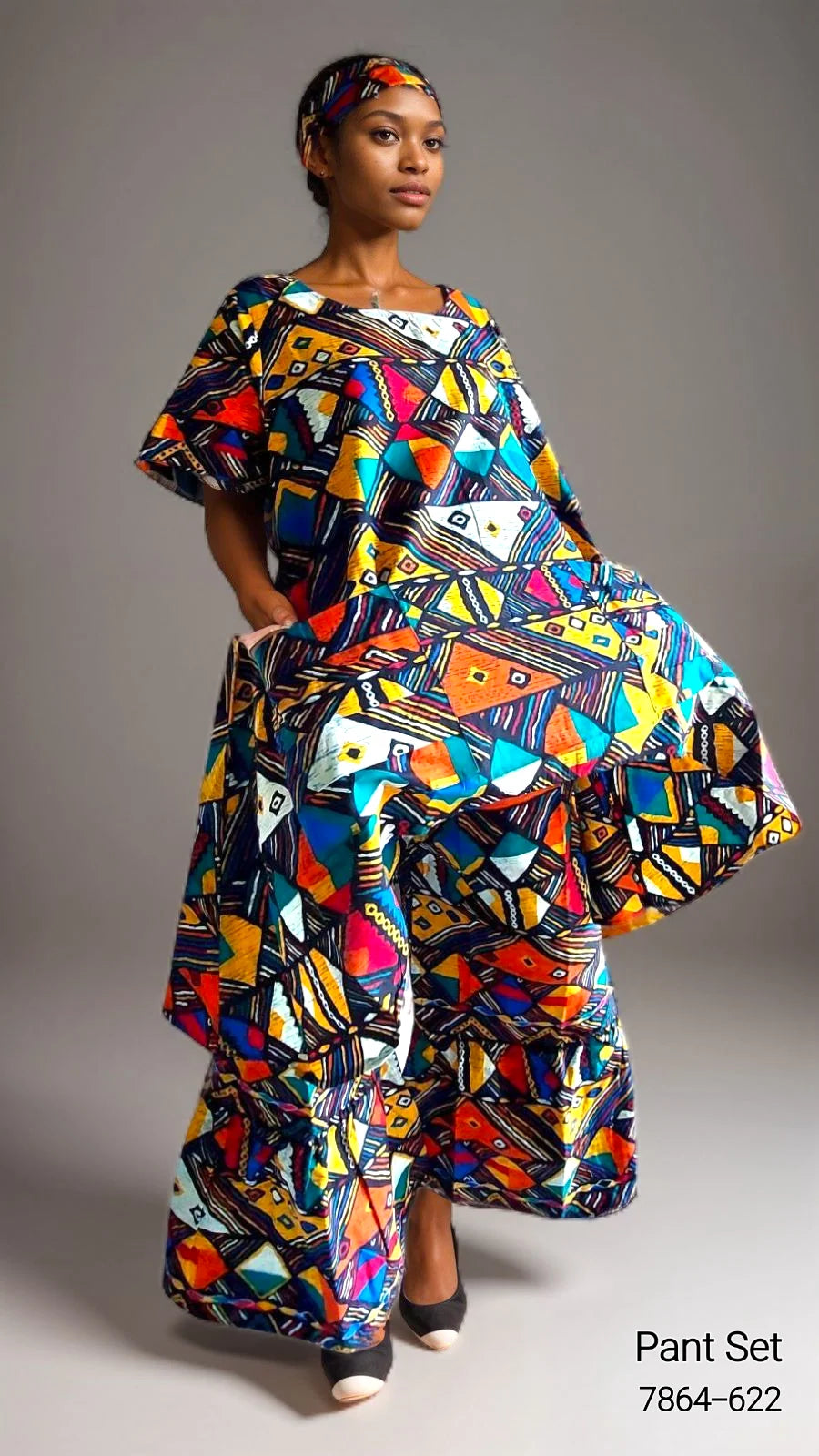 Prev Next 7684 Woman Pant & Blouse Set Print 622