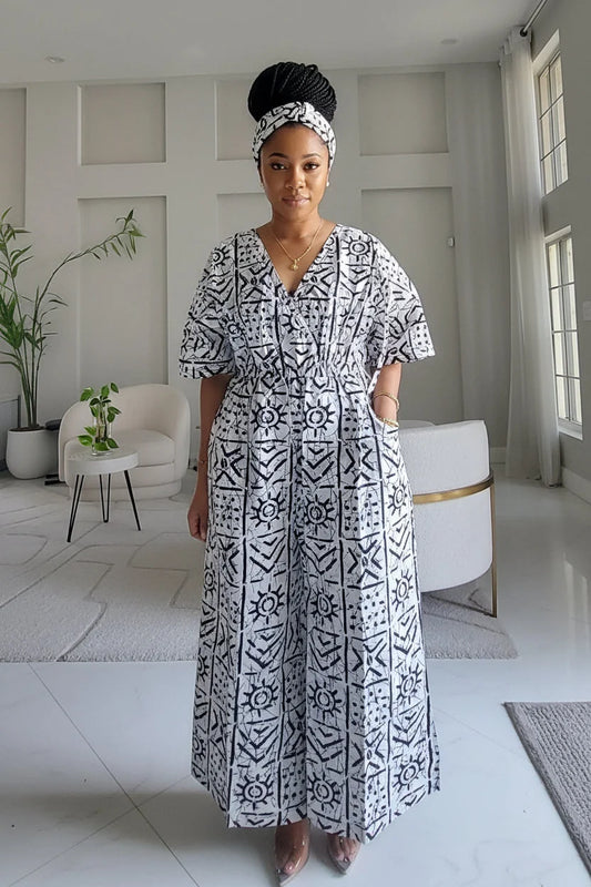 Ankara Wide-Leg Jumpsuit KVZ40 F $40.00 USD