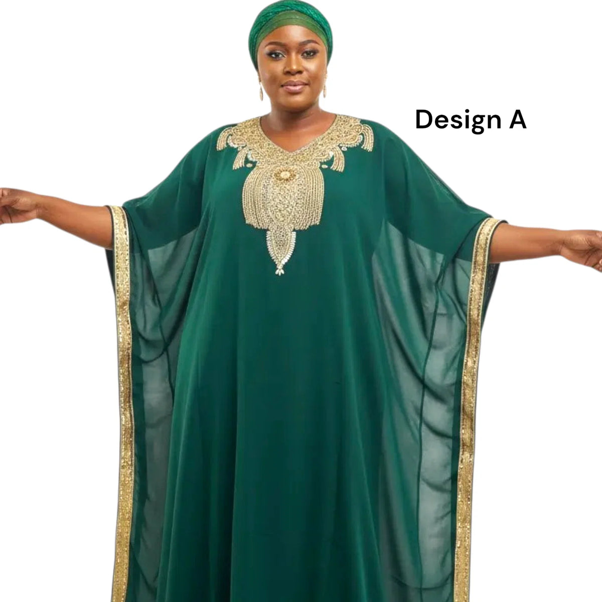 Beaded kaftan Dress With Gold Border - $59.99 USD