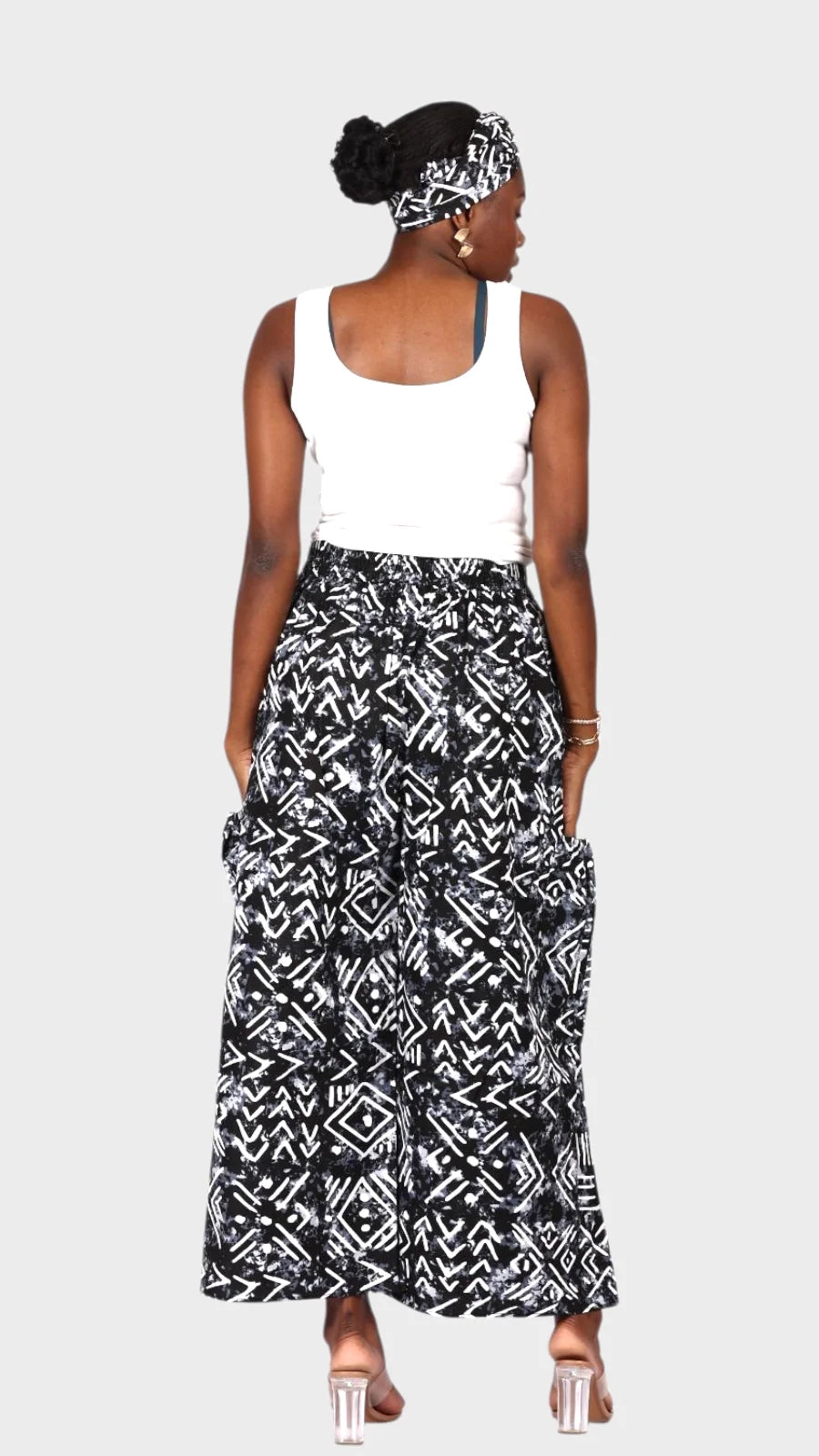 Big Pocket Palazzo Pant Print KVZ809 I