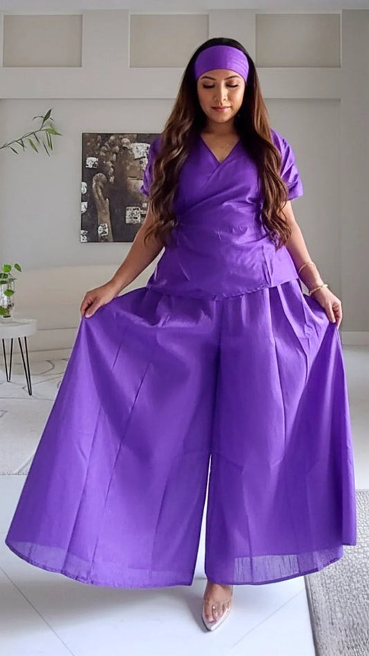 Faux Silk Palazzo Set - 4196