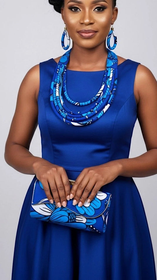 Clutch Bag & Rope Necklace Set /African Kente /Ankara 21