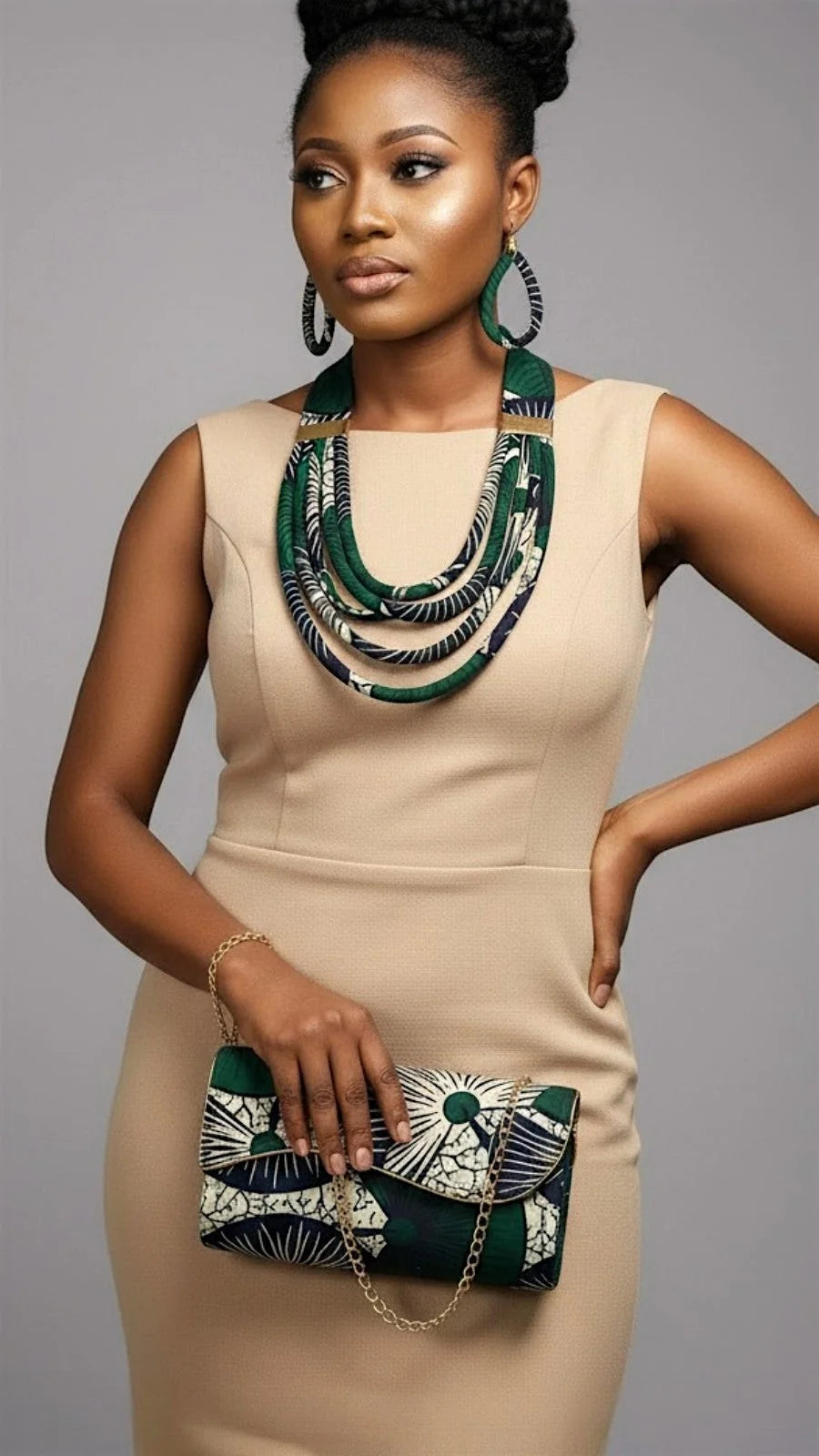 Prev Next Clutch Bag & Rope Necklace Set /African Kente /Ankara 24