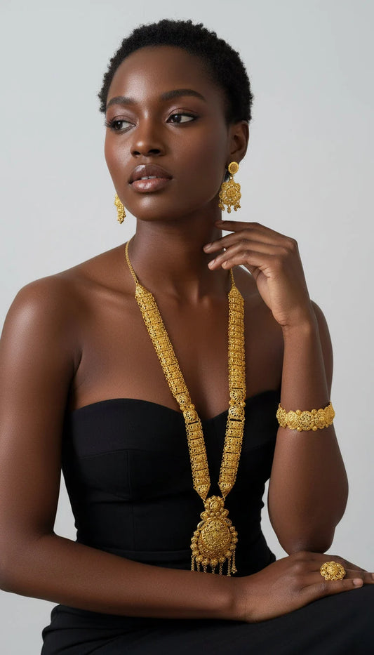 Gold Necklace / Earrings/ Bracelet/ Ring Set/ Gold Plated -09