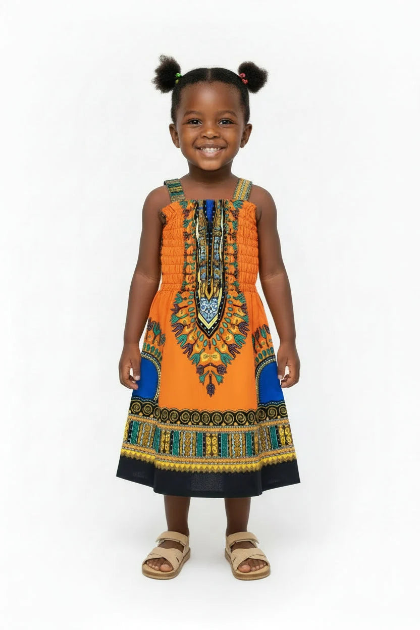 Kids Tube Strap Dress-Traditional Dashiki