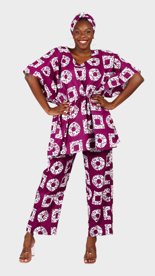 Peplum / kaftan Top & Pant Set Purple 806