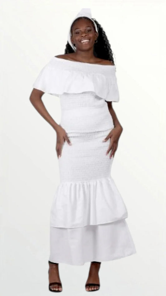 Smocked fit & flare Skirt & Blouse Set-DRS019