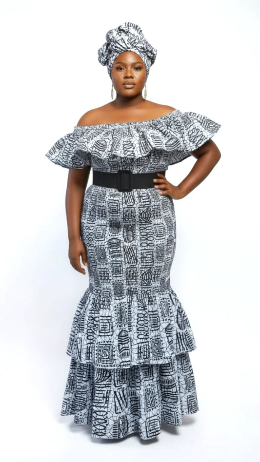 Smock fit & flare Skirt & Blouse Set-DRS019