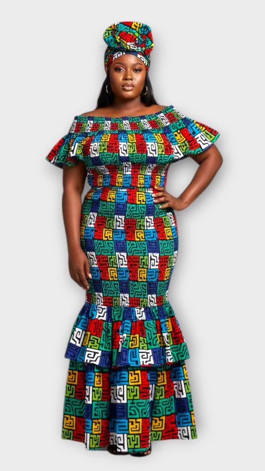 Smock fit & flare Skirt & Blouse Set-DRS019