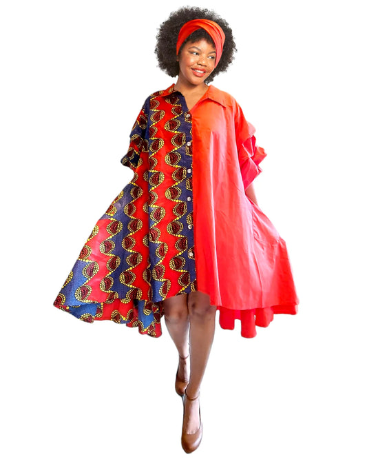 Swing Dress/ Cotton / Ruffle Sleeve - 25013-72