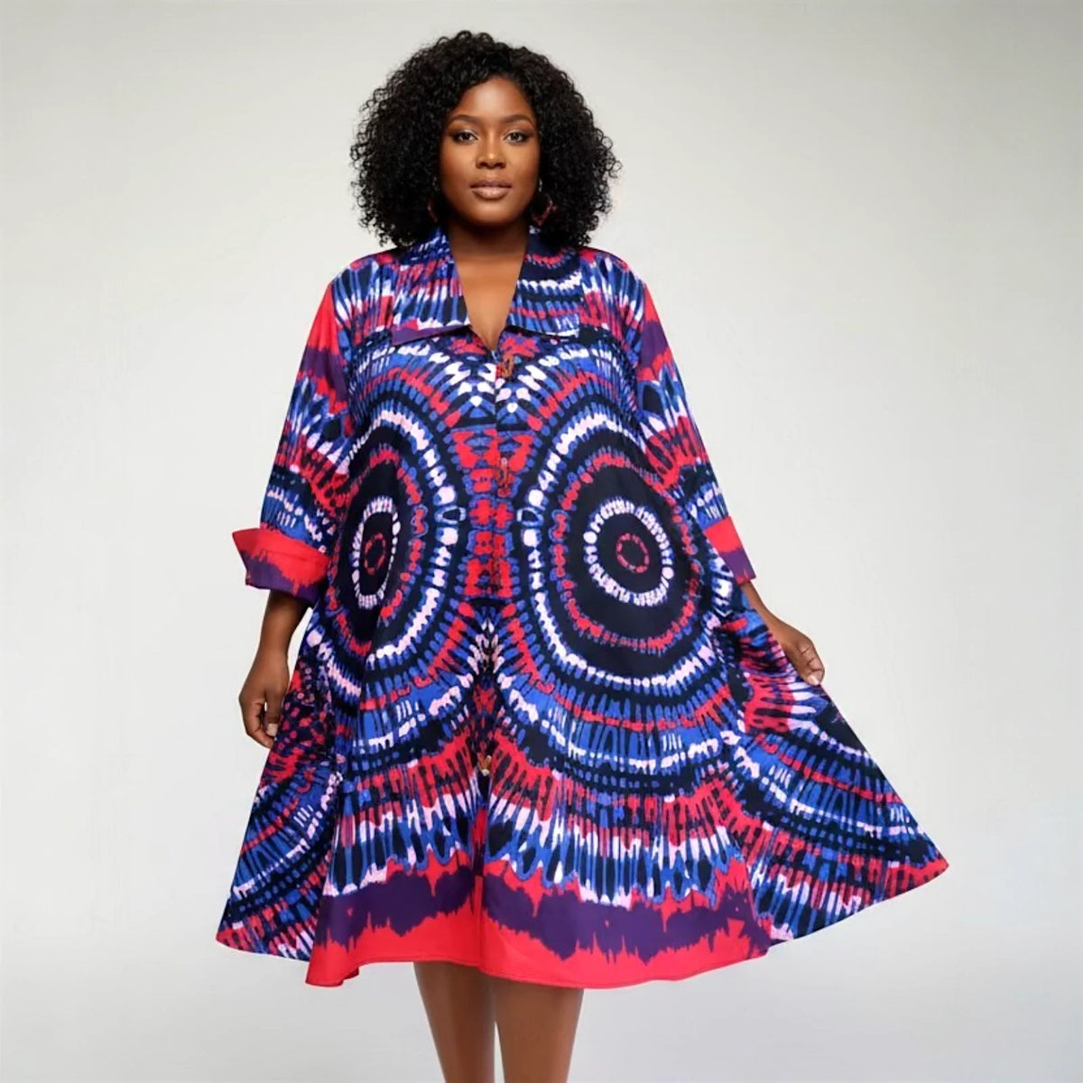 Cotton Swing Dress / Top Ankara Pink Tie-Dye DRS029