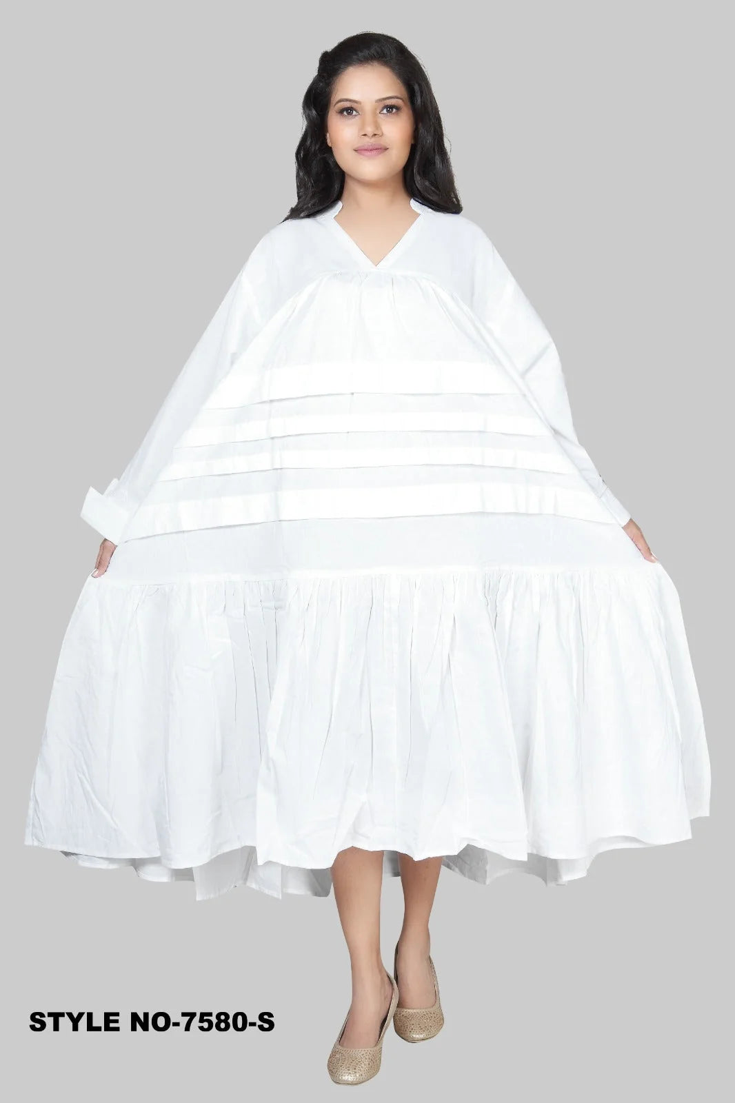 Tiered Midi Dress White 7580