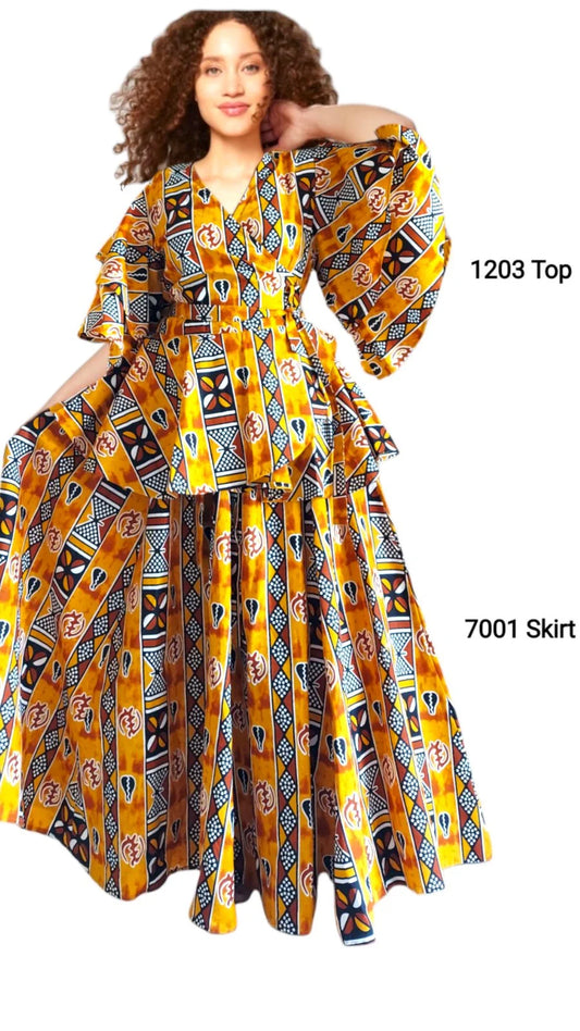 Wrap Blouse & Long Skirt- Mud Tribal