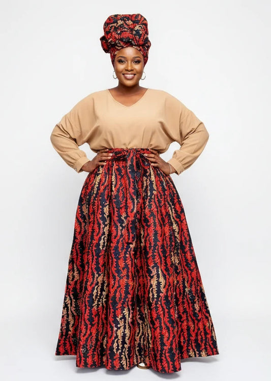 Woman Long Printed Maxi Skirt-1350 F