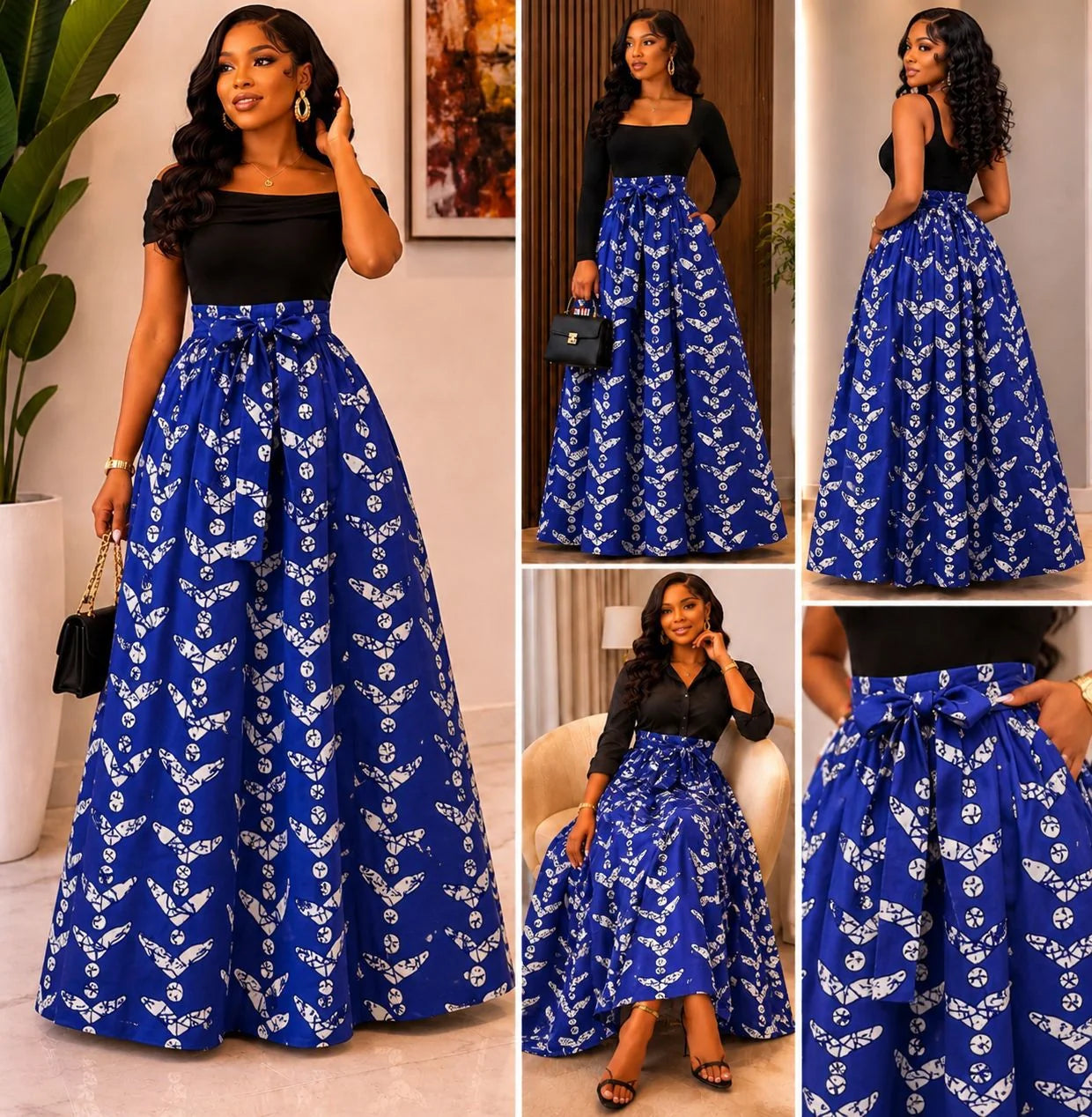 Woman Long Printed Maxi Skirt-1350 J