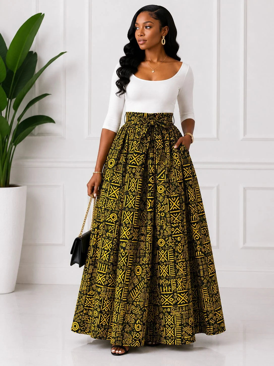 Woman Long Printed Maxi Skirt-1350 L