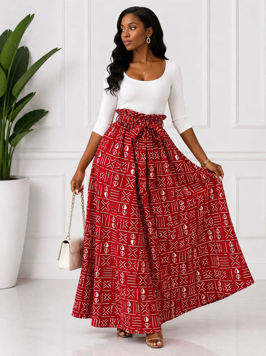 Woman Long Printed Maxi Skirt-1350 M