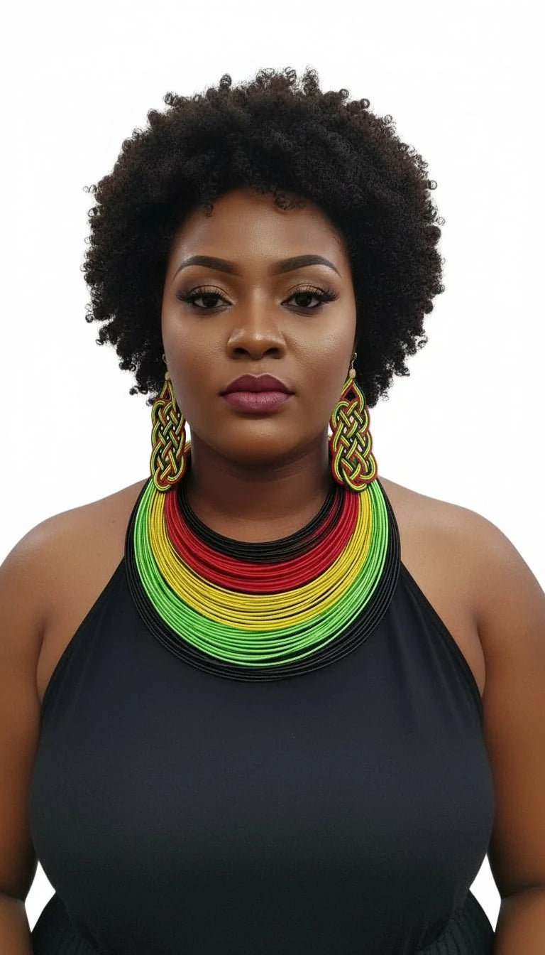 Rope Layered Necklace & Earrings Set Rast