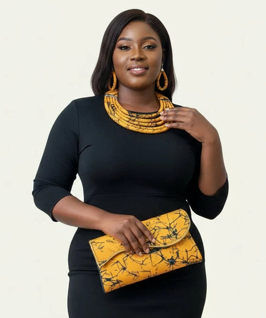 Clutch Bag & Rope Necklace Set /African Print /Ankara18