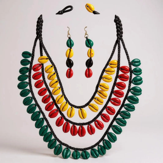 Cowrie Shell Necklace/ Earring Set- Rasta4