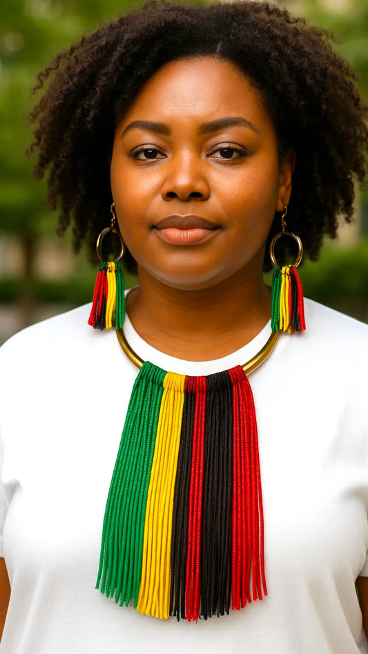 Necklace & Earrings Set- Rasta Bead3