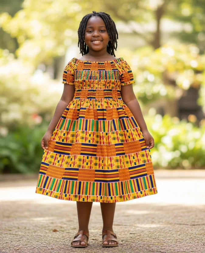 Kids / Girls African Kente Dress 109