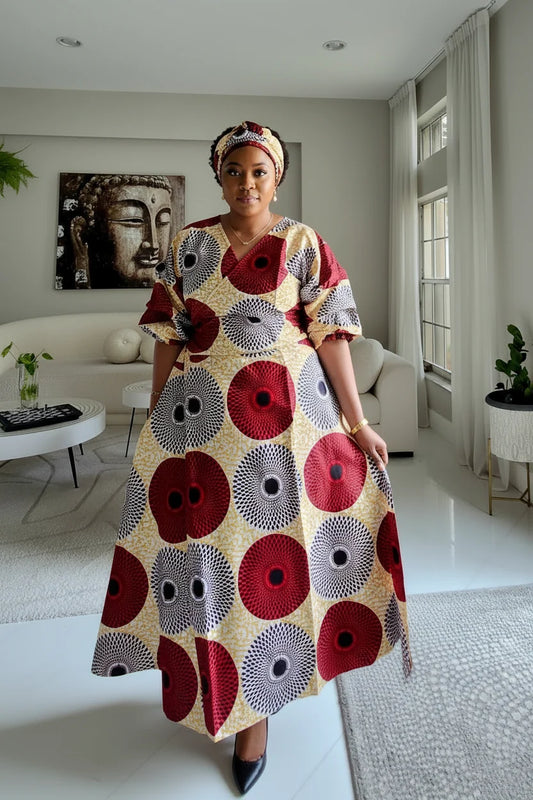 Wrap Dress With Puffed Sleeves